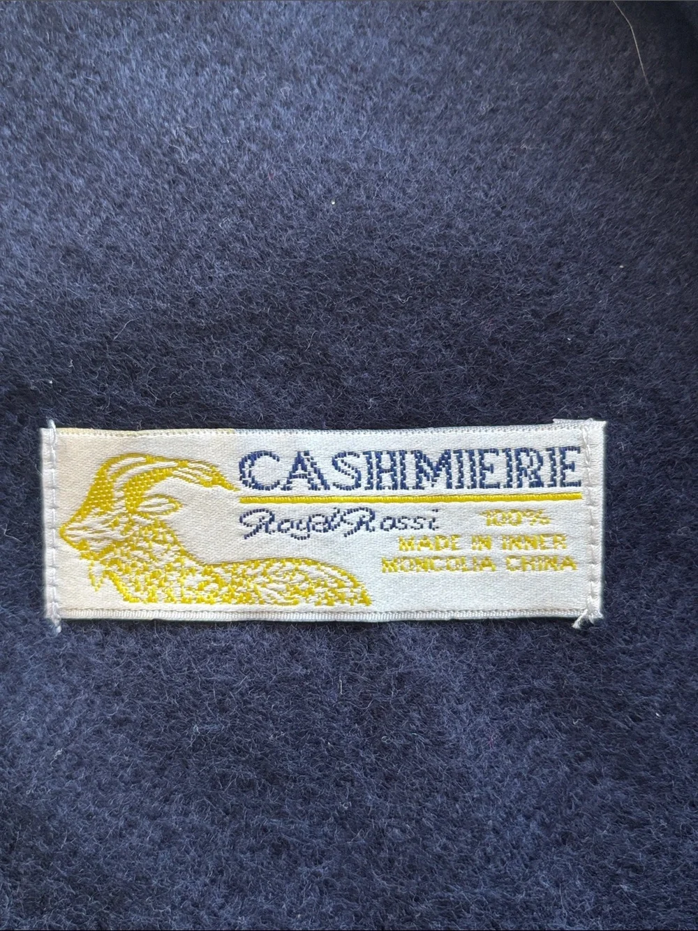 Royal Rossi 100% Cashmere Classic Navy Fringe Scarf